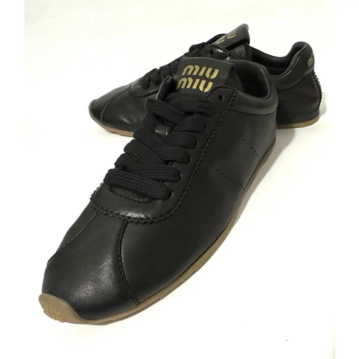Miu Miu 7.5 Plume Soft Leather Sneakers
