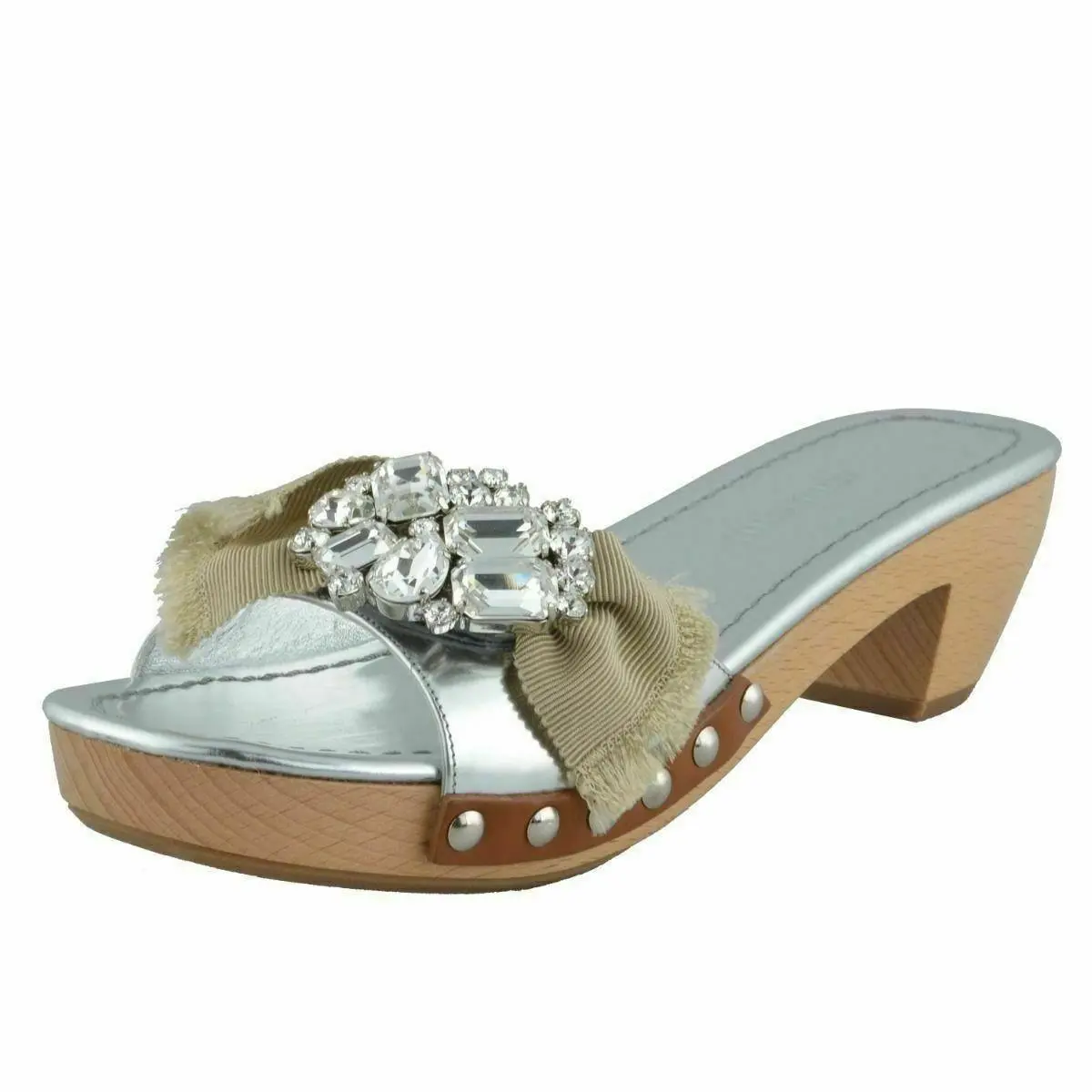 Miu Miu Women`s Crystal Decorated Sandals Platforms Flip Flops Shoes US 6 IT 36