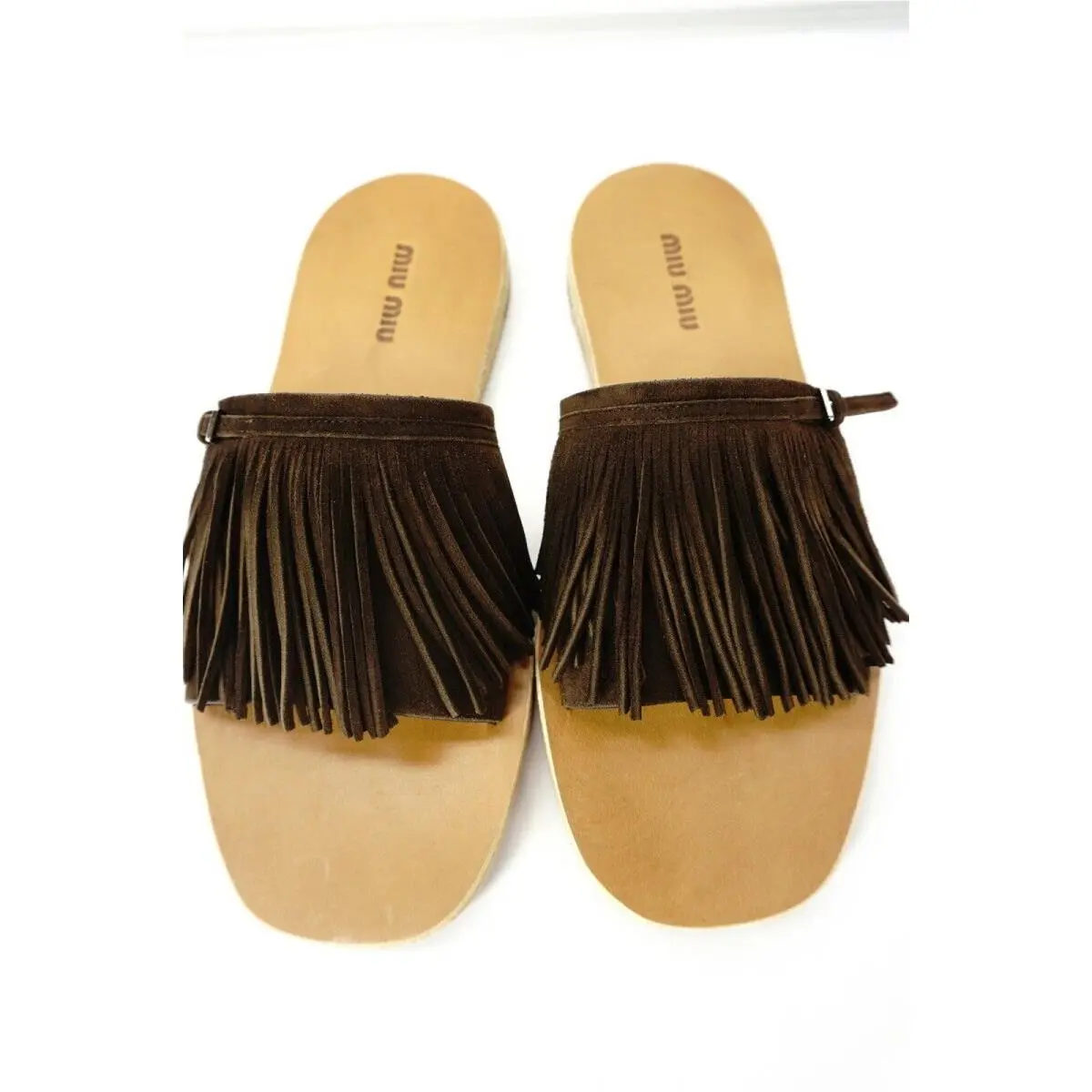 Miu Miu shoes - Suede Fringed Clog - Suede Fringed Clog - Brown - Brown 2