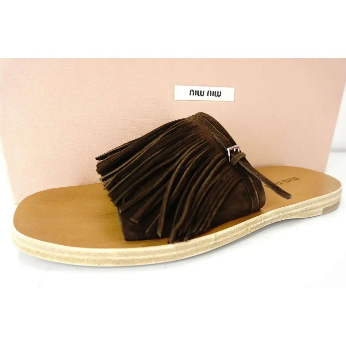 Miu Miu shoes - Suede Fringed Clog - Suede Fringed Clog - Brown - Brown 1