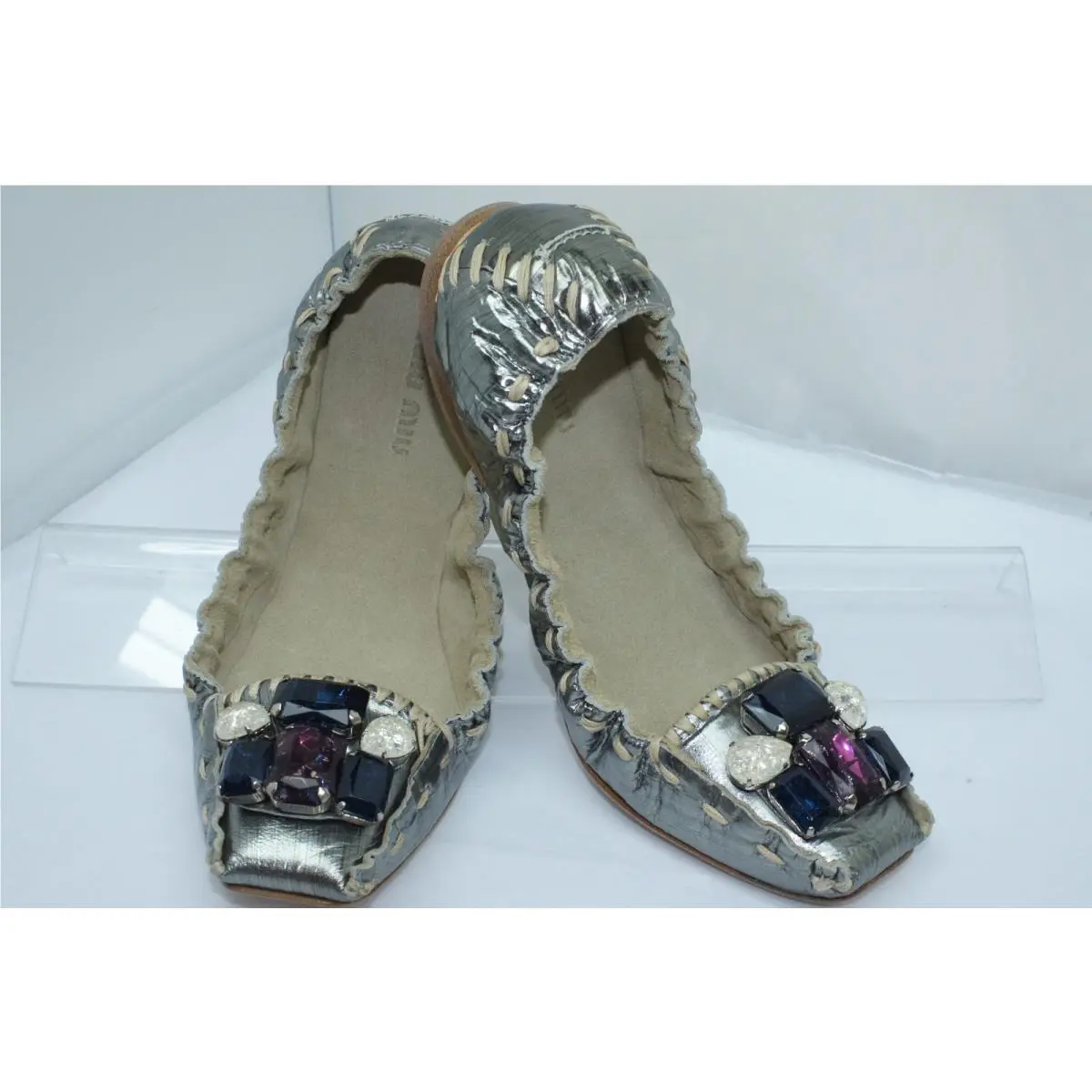 Miu Miu shoes - flats - flats - Silver, Main: Metal (UPC: 8033804542850) 9