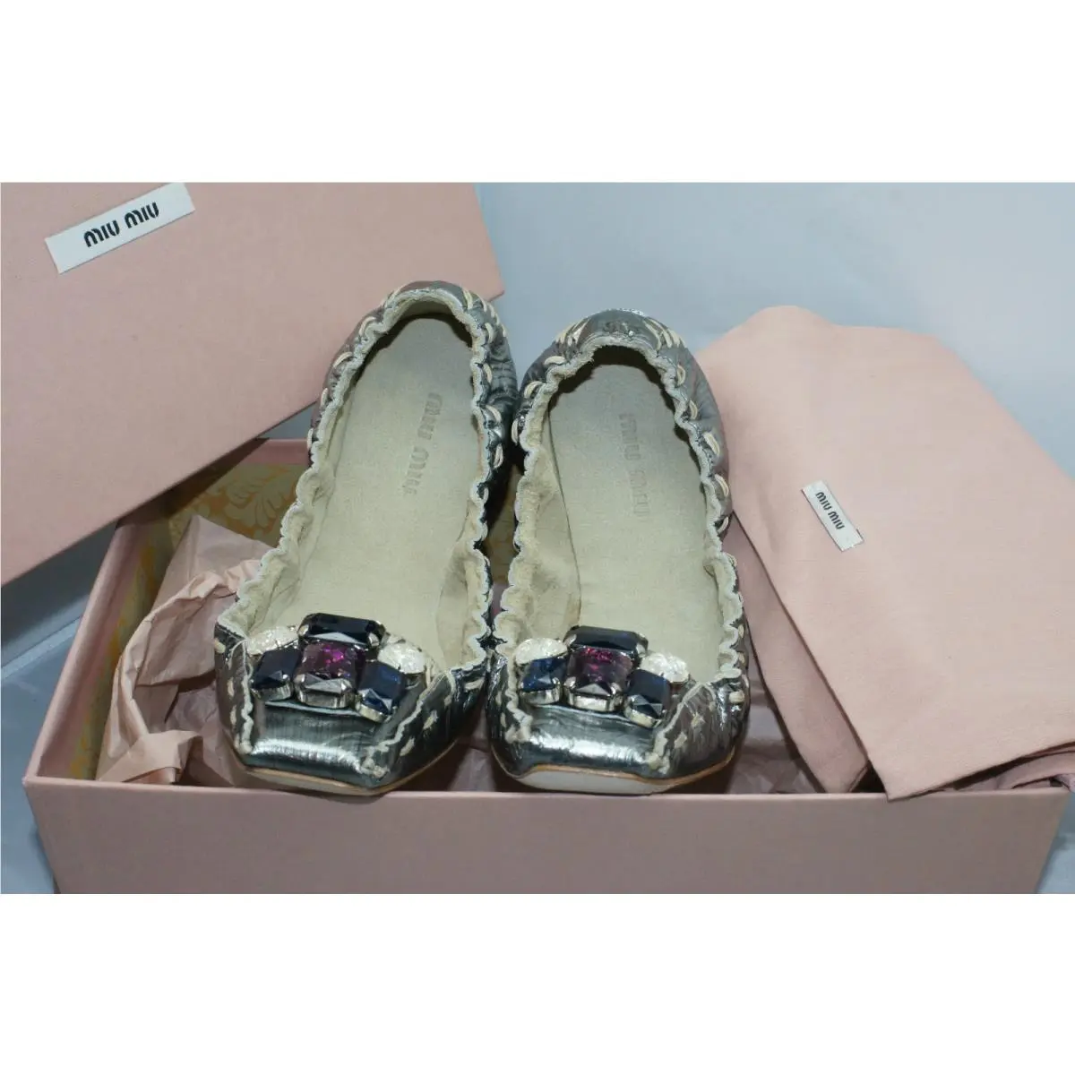 Miu Miu shoes - flats - flats - Silver, Main: Metal (UPC: 8033804542850) 4