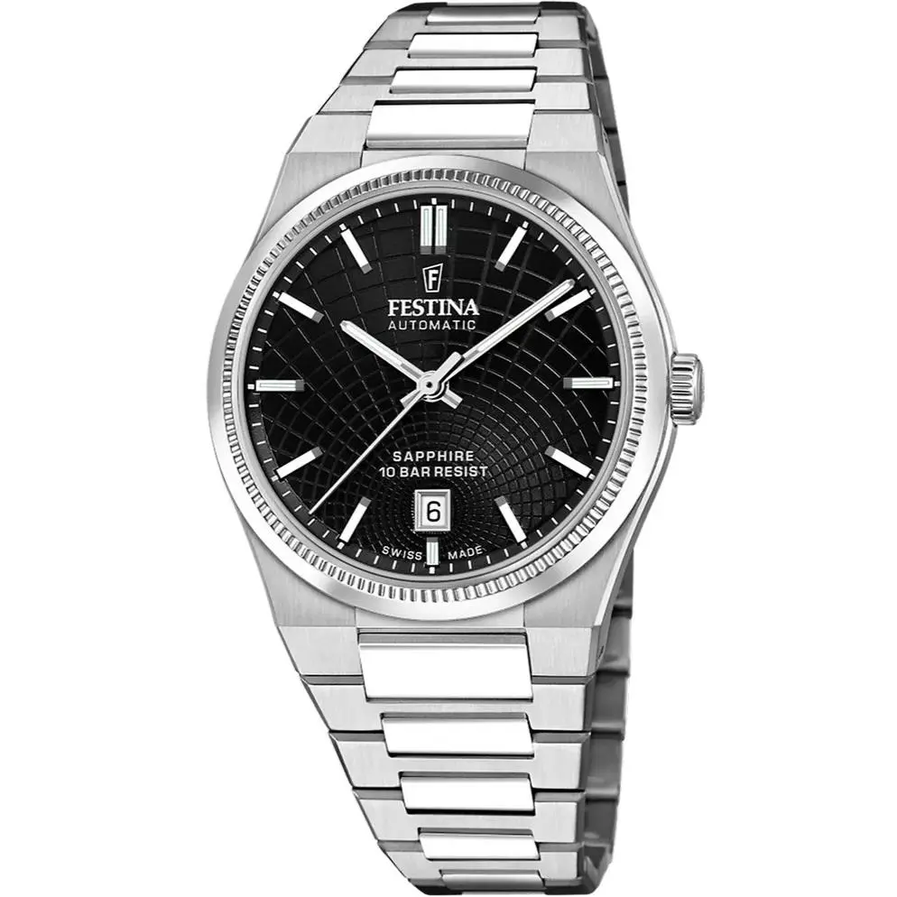 Rive Automatic 40mm Black Dial SS Men`s Watch F20083-4 by Festina