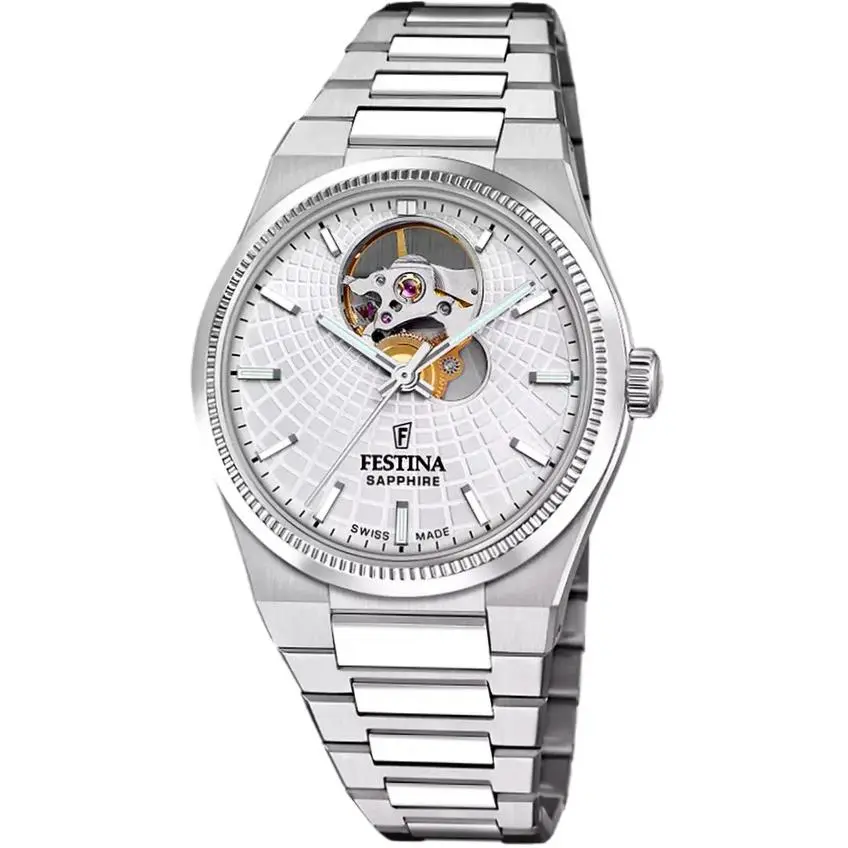 Rive Open Heart Automatic 35mm Silver Dial SS Women`s Watch F20054-1 by Festina