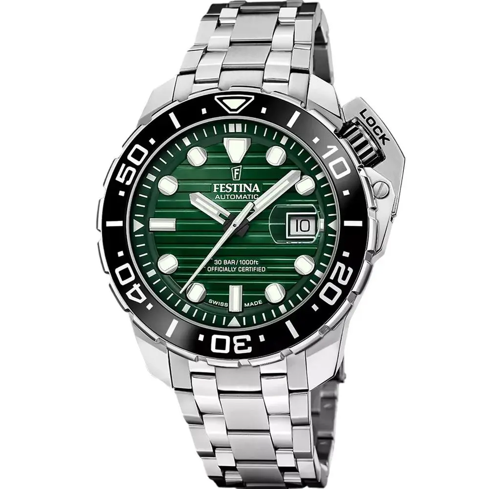 Odyssey Diver Automatic 47mm Yellow Diver Cosc Men`s Watch F20043-4 by Festina