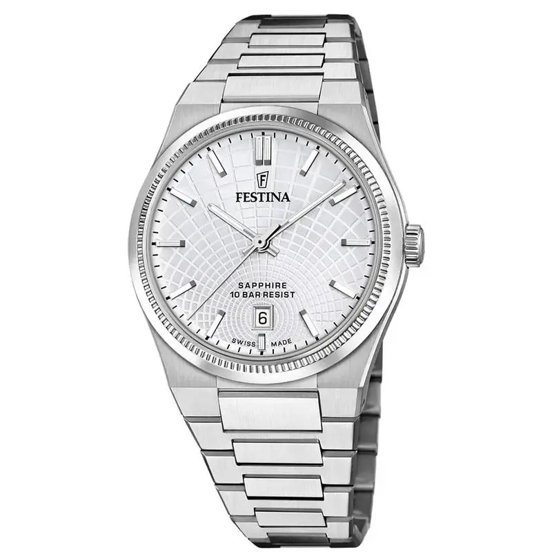 Swiss Made Rive Stainless Steel Analog Men`s Quartz Watch F20051-1 by Festina
