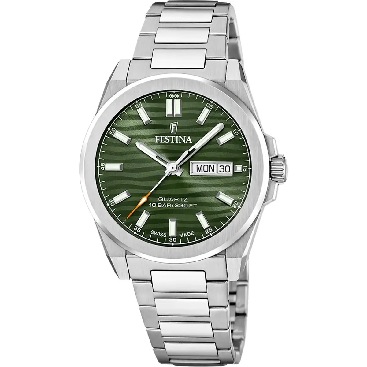 Swiss Made Stainless Steel Green Dial Quartz Men`s Watch F20073-4 by Festina