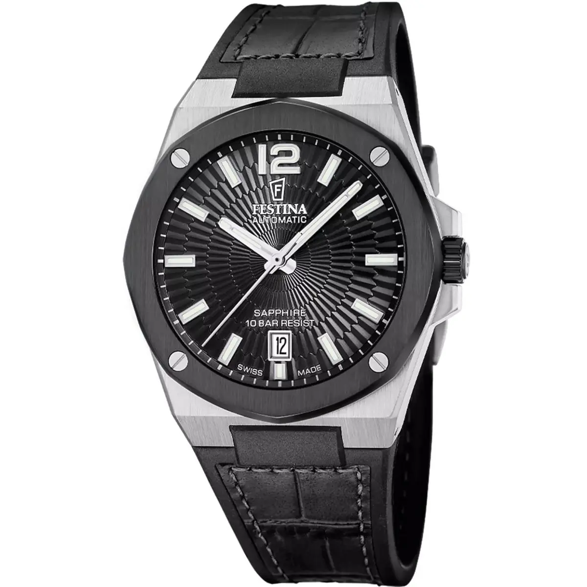 Vallee Automatic 42MM Black Leather Men`s Watch F22005-4 by Festina