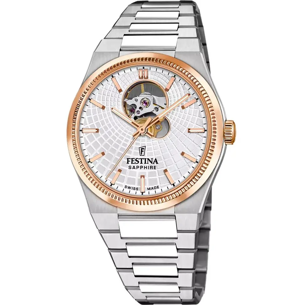 Rive Open Heart Automatic 40mm Silver Dial SS Men`s Watch F20061-1 by Festina