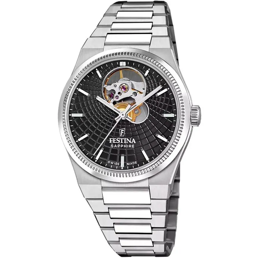 Rive Open Heart Automatic 35mm Black Dial SS Women`s Watch F20054-6 by Festina