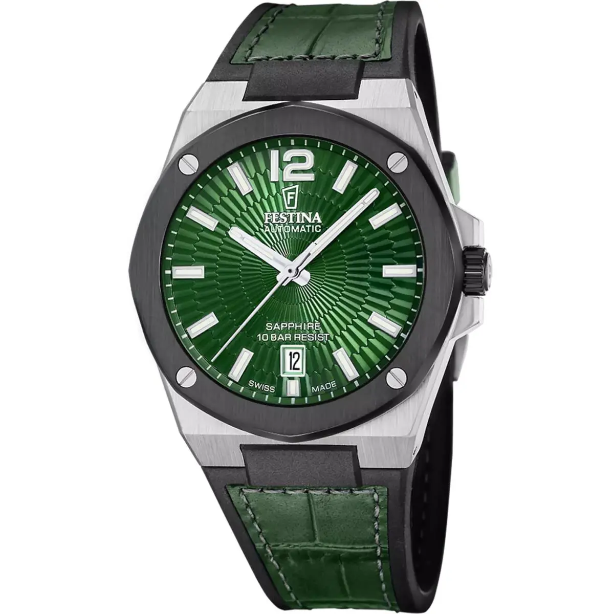 Vallee Automatic 42MM Green Leather Men`s Watch F22005-3 by Festina