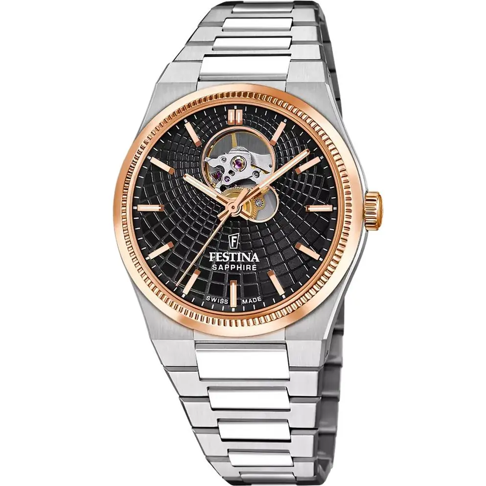 Rive Open Heart Automatic 40mm Black Dial SS Men`s Watch F20061-4 by Festina