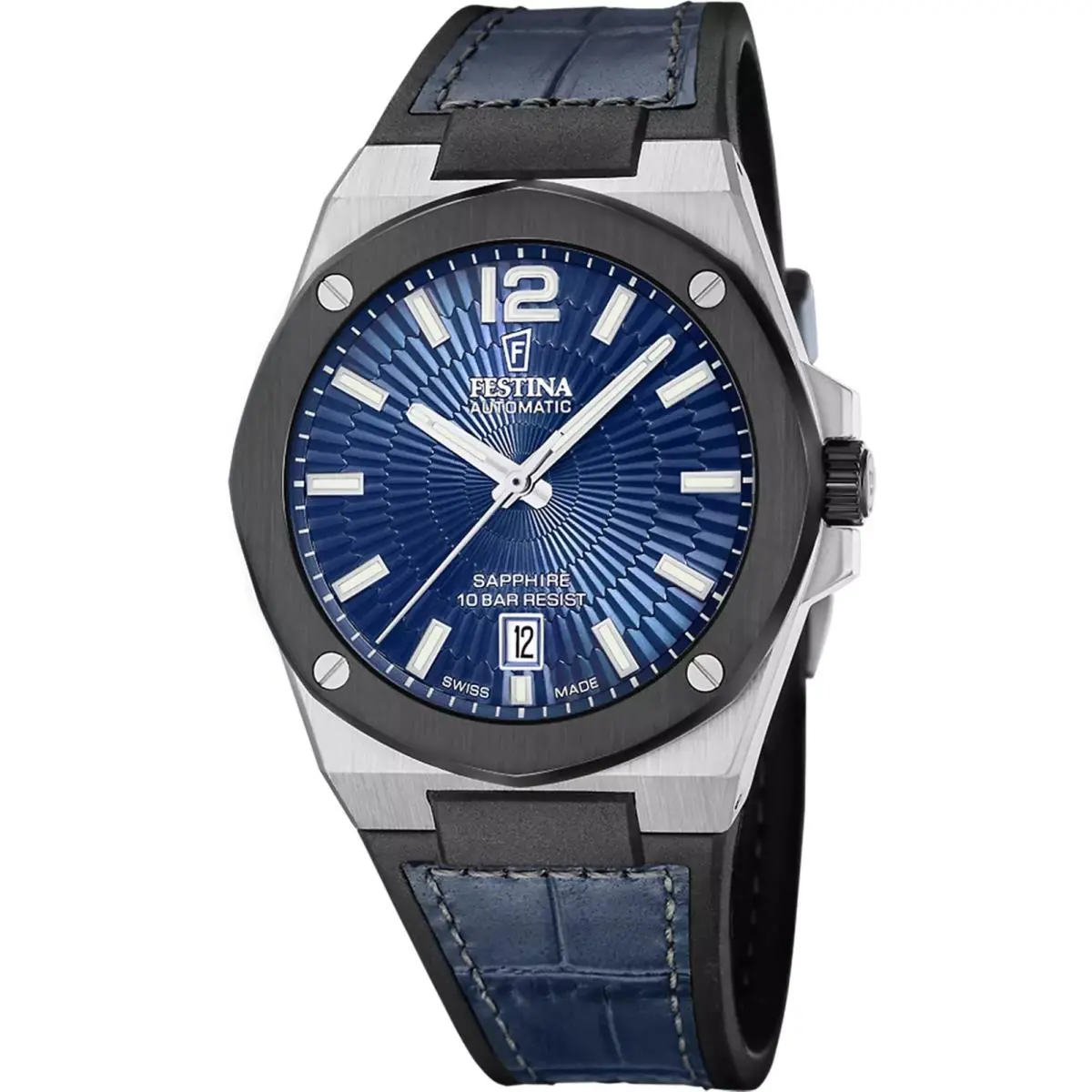 Vallee Automatic 42MM Blue Leather Men`s Watch F22005-2 by Festina