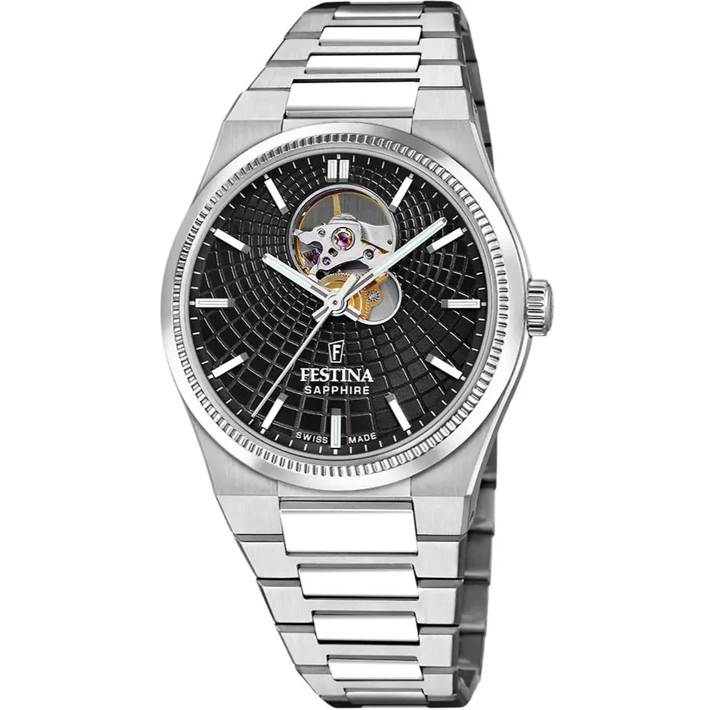 Rive Open Heart Automatic 40mm Black Dial SS Women`s Watch F20053-4 by Festina