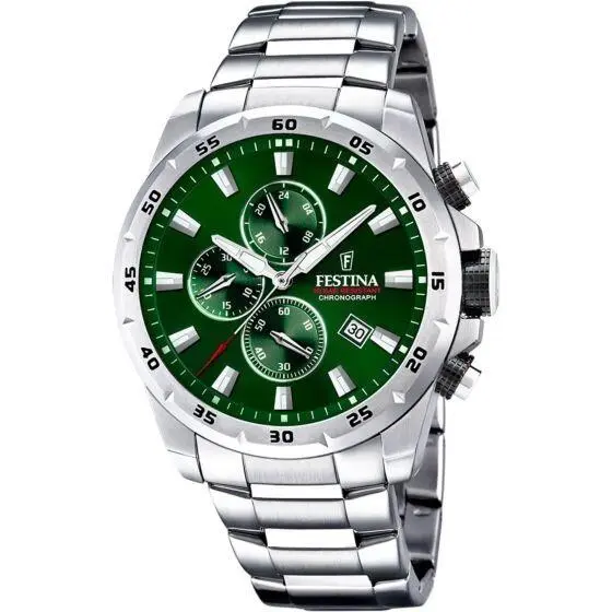 Chrono Sport Stainless Steel Green Dial 46MM Quartz Watch F20463-3 by Festina