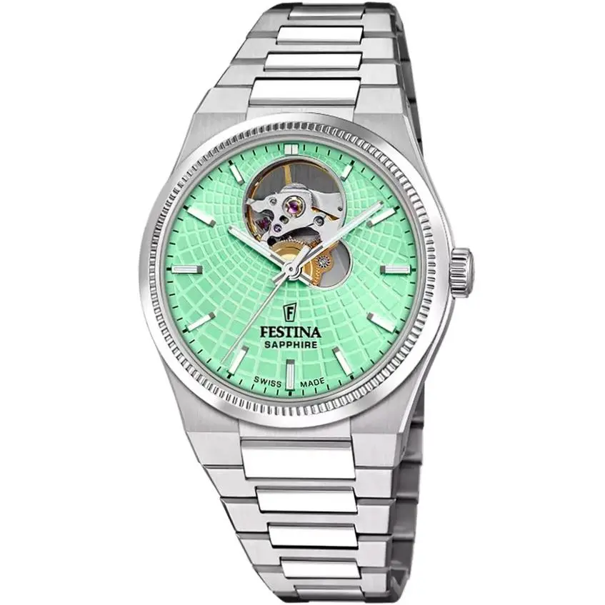 Rive Open Heart Automatic 35mm Green Dial SS Women`s Watch F20054-3 by Festina