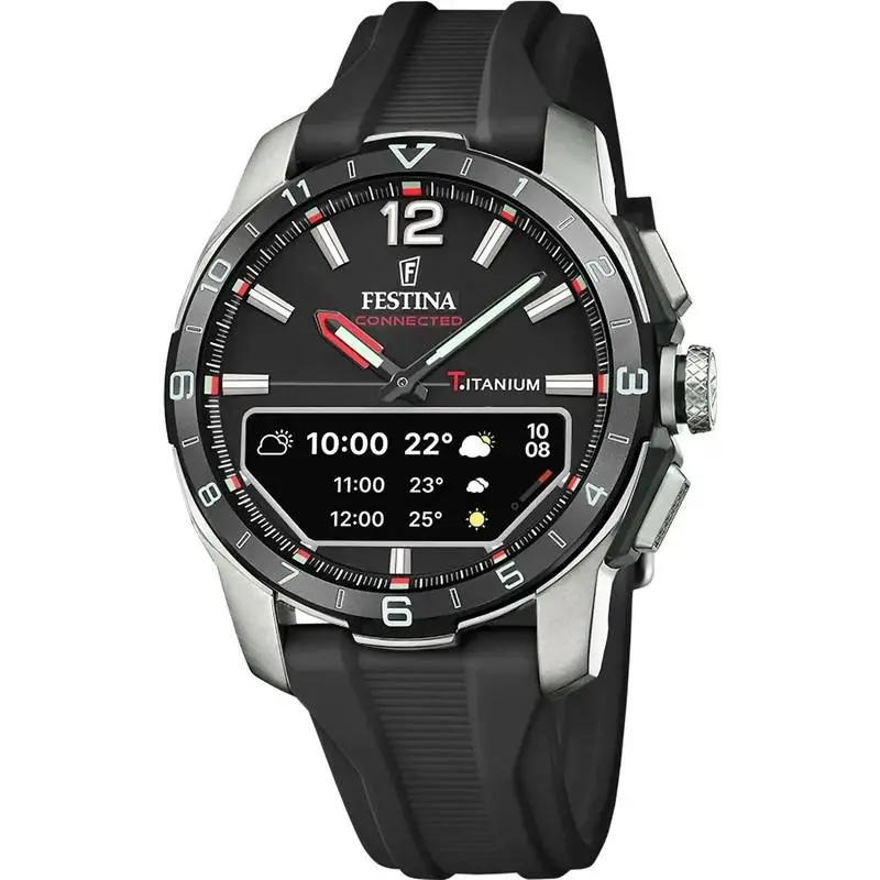 Connected Analog Digital Men`s Black Rubber Watch F23000-4 by Festina