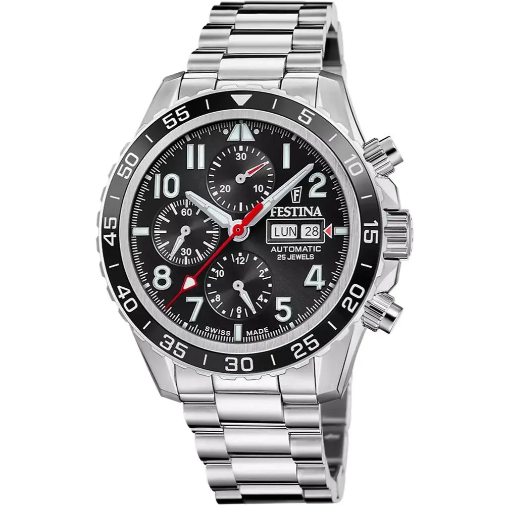 Aviator North Chrono Automatic 45mm Black Dial SS Men`s Watch F20055-4 by Festina