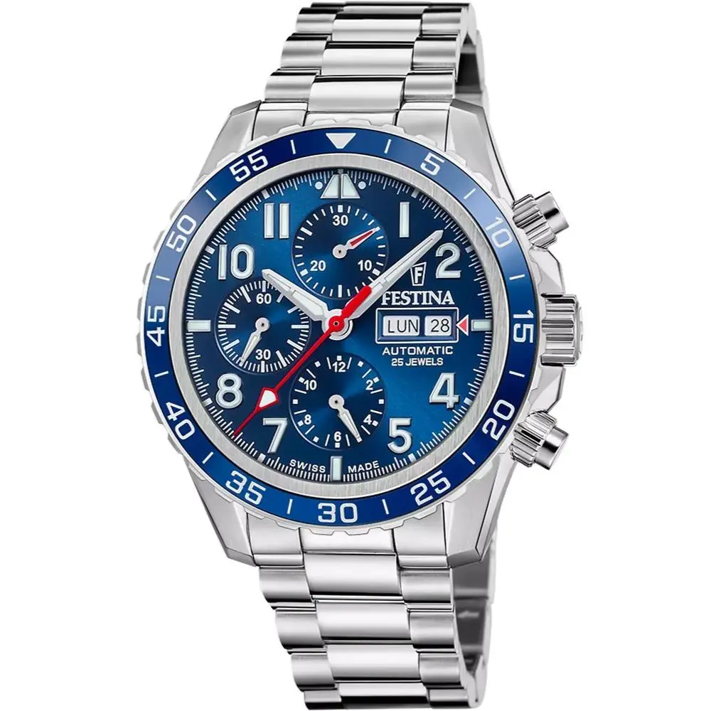 Aviator North Chrono Automatic 45mm Blue Dial SS Men`s Watch F20055-3 by Festina