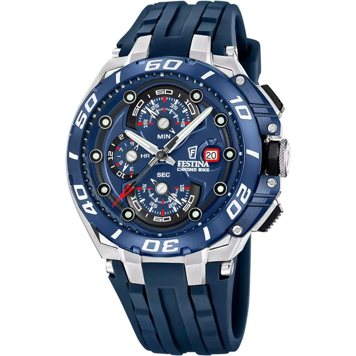 Chrono Bike Rubber 46MM Blue Dial Quartz Watch F20755-4 by Festina
