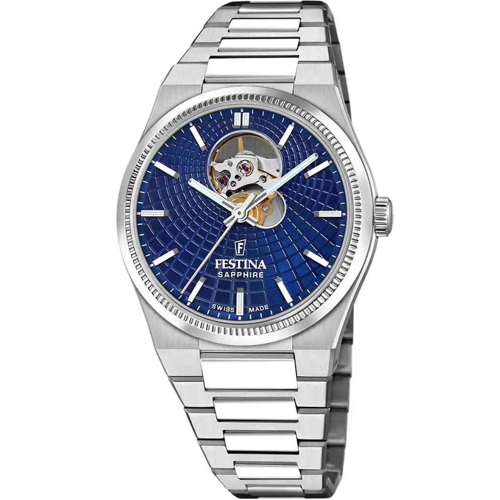 Rive Open Heart Automatic 40mm Blue Dial SS Women`s Watch F20053-2 by Festina