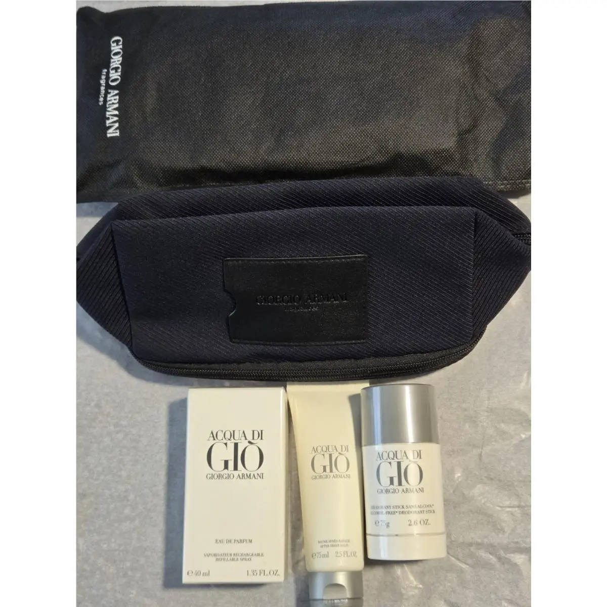 Armani Acqua Di Gio Edp 1.35 Fl. Oz. After Shave Balm Full Size Deodorant Bag by Giorgio Armani