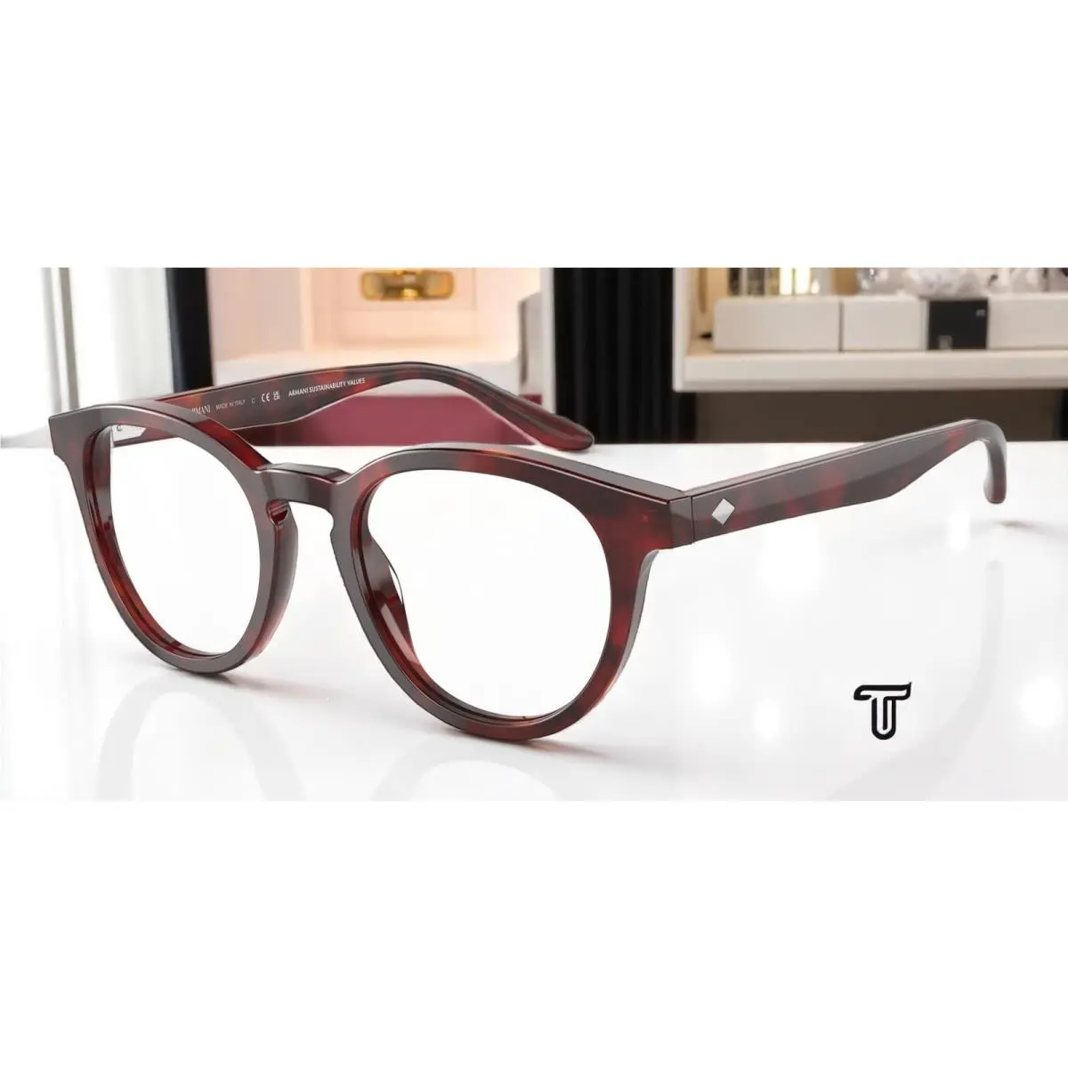 AR7227 5962 Red Havana Demo Lens 50 mm Men`s Eyeglasses by Giorgio Armani