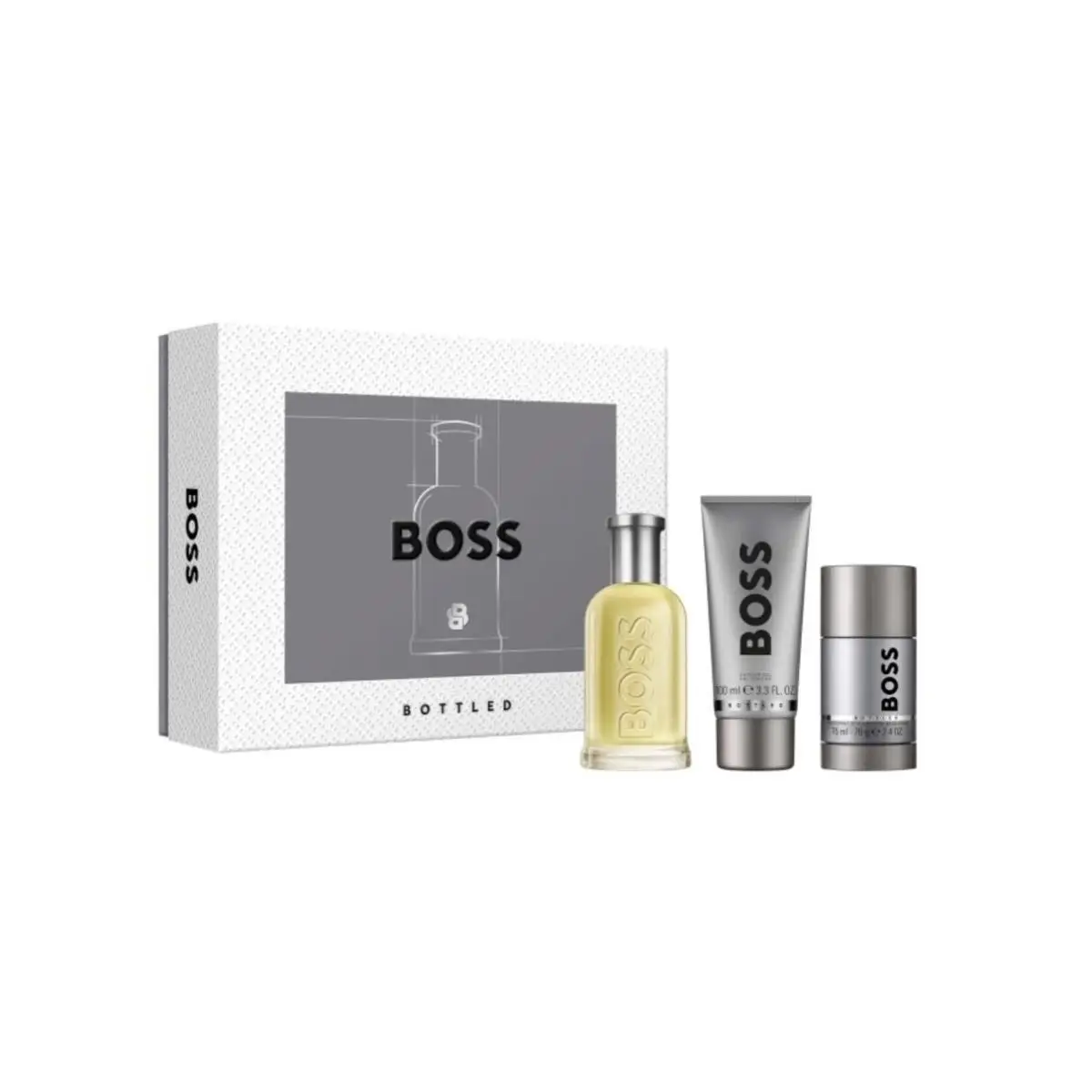 Bottled 3.3 oz Edt Spray+ 3.3 Gel+ 2.4 Deo Set by Hugo Boss