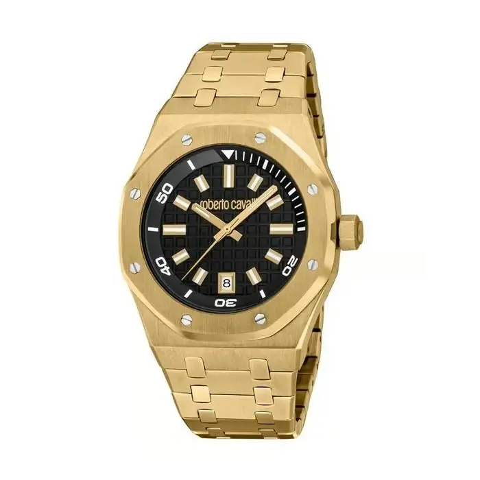 Men`s RC5G102M0095 White Guilloche Dial Ipyg Quartz Watch by Roberto Cavalli