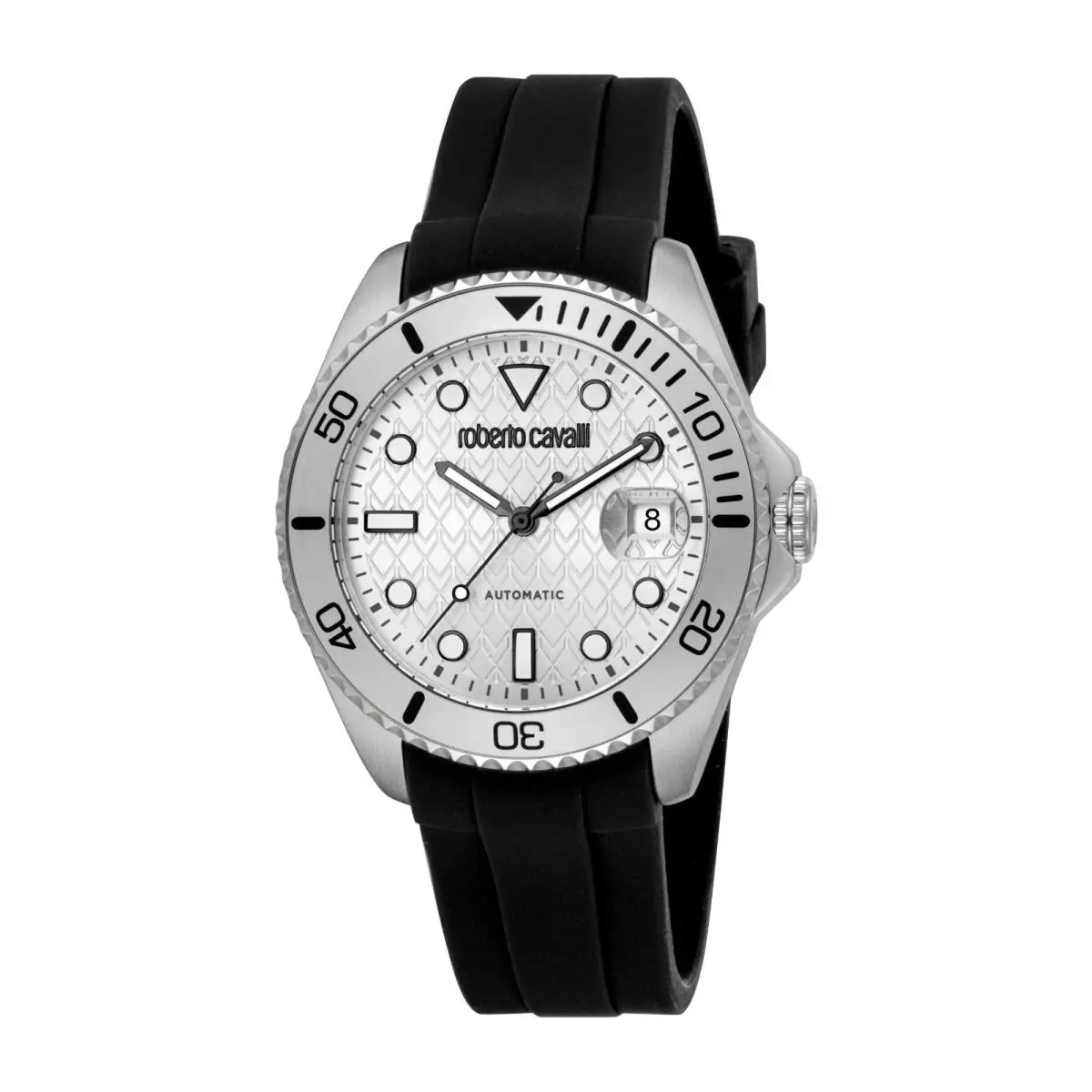Men`s RC5G171P0015 Silver Dial Silicone Automatic Watch by Roberto Cavalli