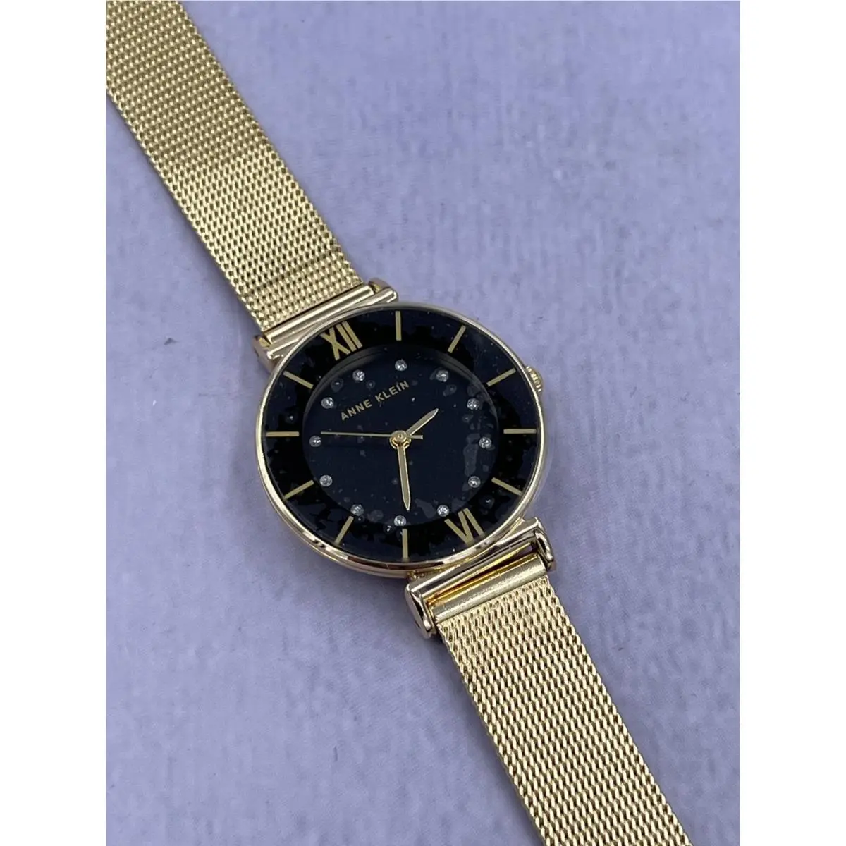 AK/5294BKGBST Women`s Diamond Accented Mesh Bracelet Analog Watch by Anne Klein