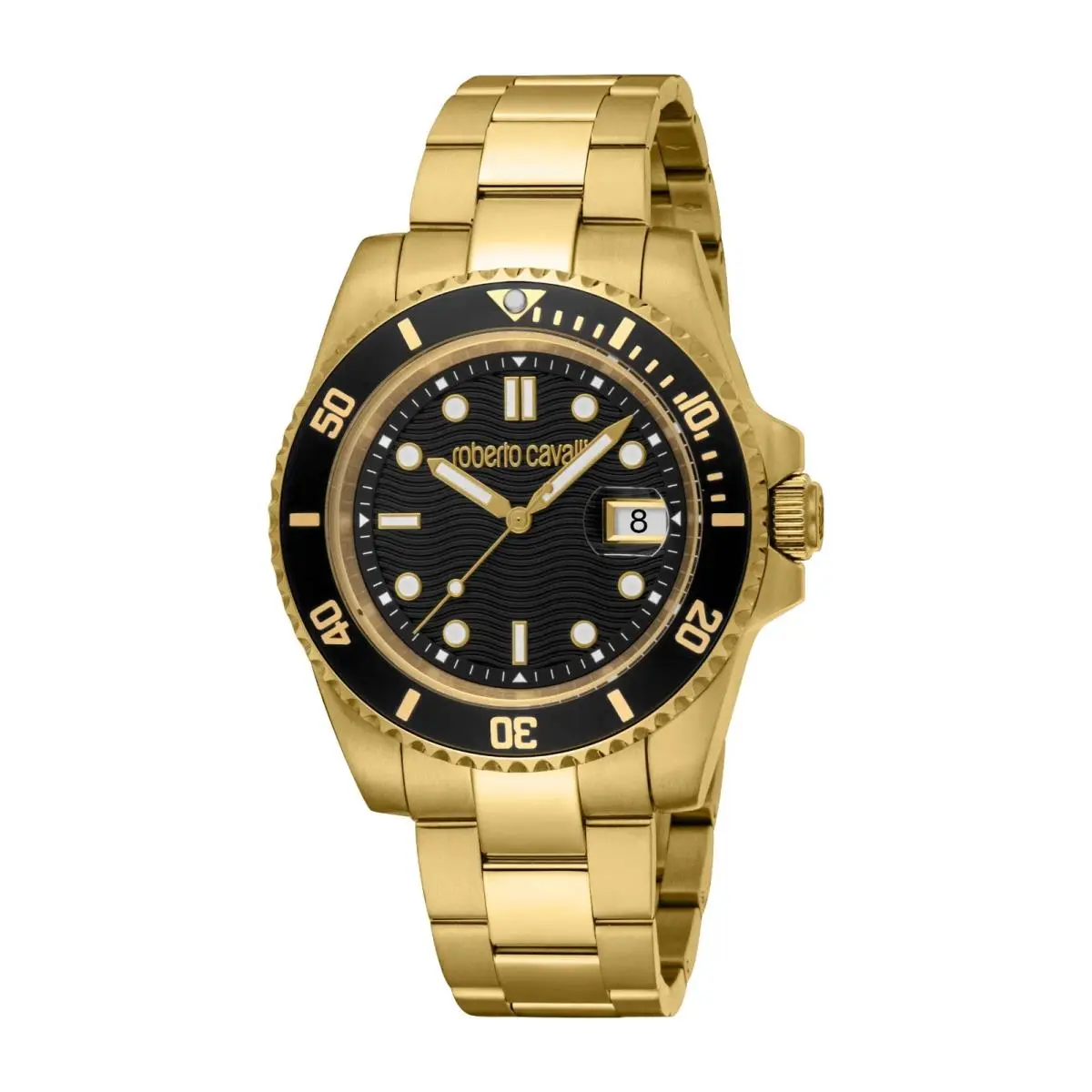 Men`s RC5G168M0045 Black Guilloche Dial Ipyg Quartz Watch by Roberto Cavalli