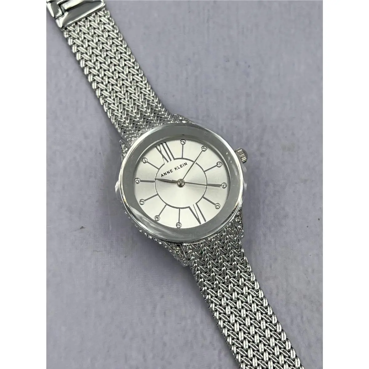 AK/2209 Women`s Diamond Accented Silver Dial Case Analog Watch by Anne Klein