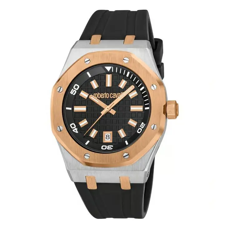 Men`s RC5G154P0035 Black Dial Black Silicone Band Quartz Watch by Roberto Cavalli