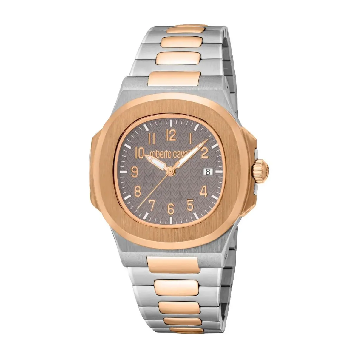 Men`s RC5G166M0075 Grey Guilloche Dial Two-tone Quartz Watch by Roberto Cavalli
