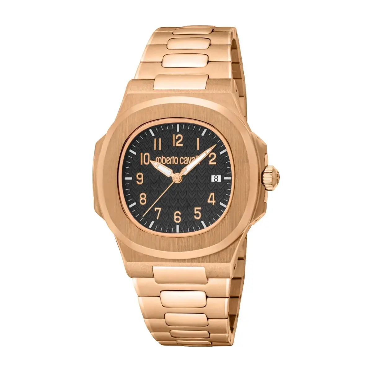 Men`s RC5G166M0065 Black Guilloche Dial Iprg Quartz Watch by Roberto Cavalli