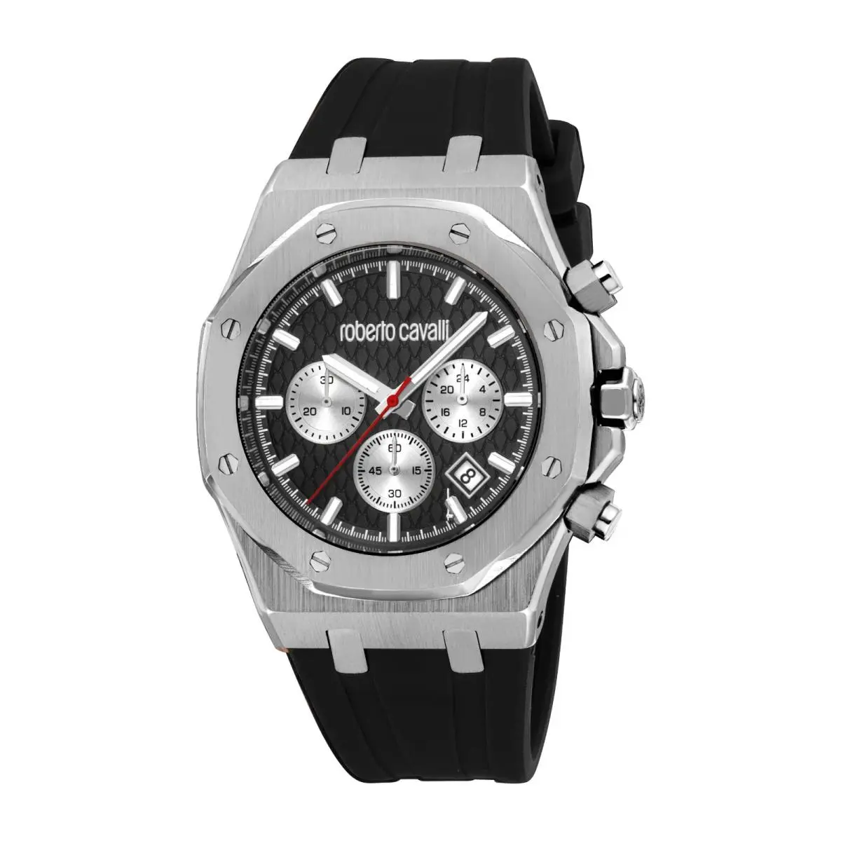 Men`s RC5G161P0015 Black Dial Chronograph Silicone Quartz Watch by Roberto Cavalli