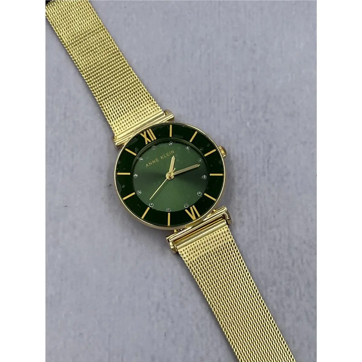 AK/3780GNGBST Women`s Diamond Accented Analog Mesh Bracelet Watch by Anne Klein