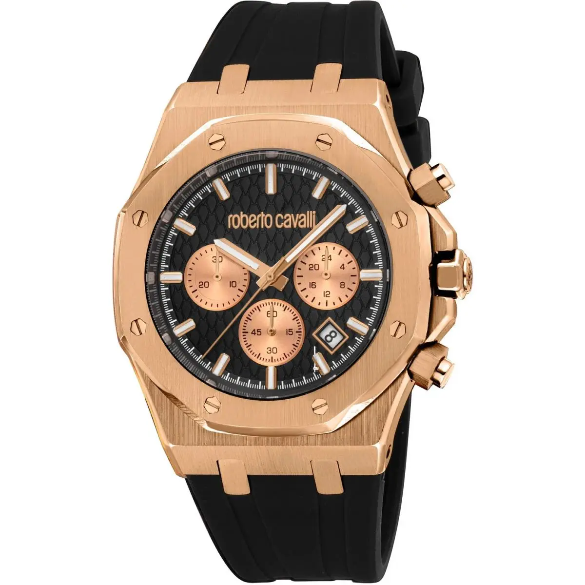 Men`s RC5G161P0035 Black Dial Black Silicone Band Quartz Watch by Roberto Cavalli