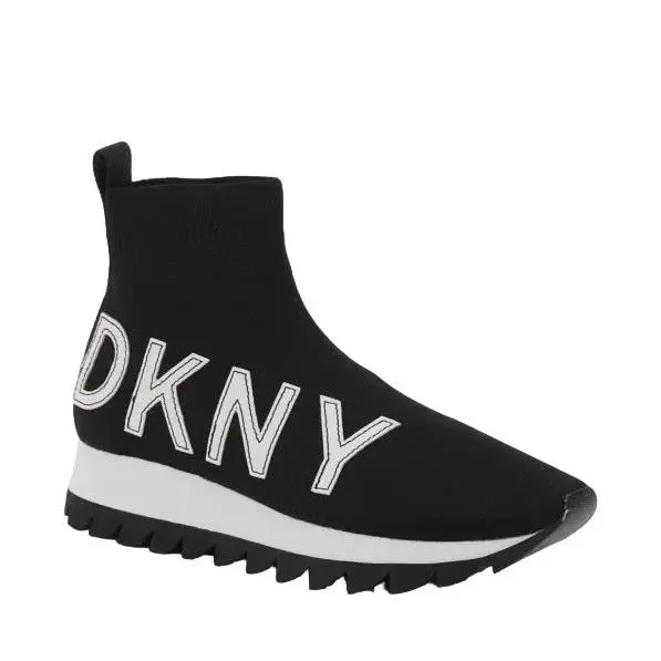 Dkny Womens Tennis Shoe Black Aggie Sock Sneaker K4198640 Blkw