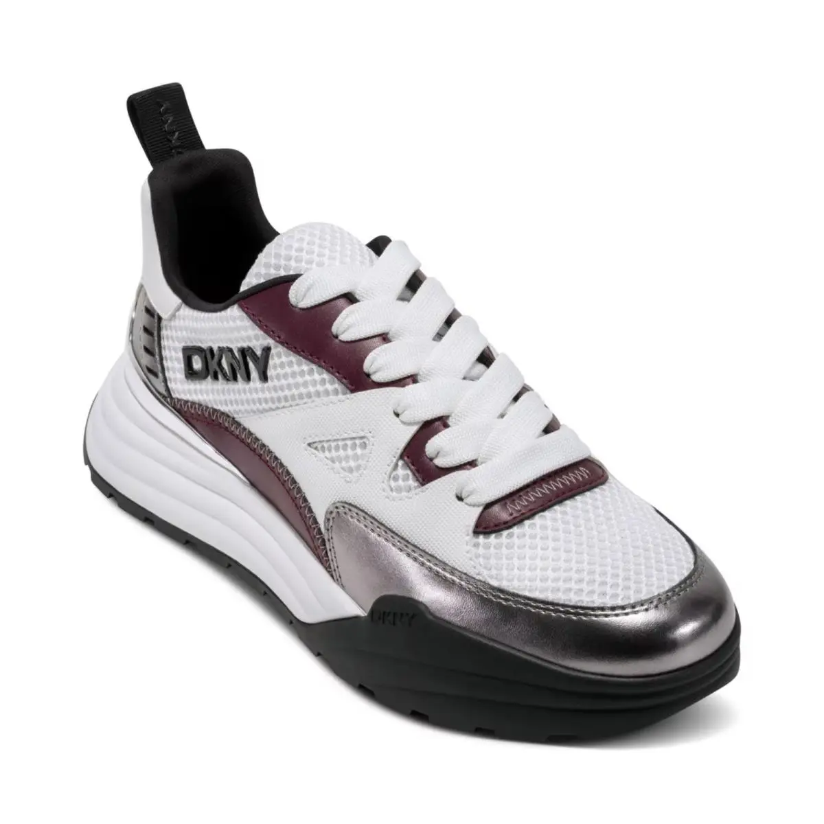 Women`s Dkny Zanira Lace Up Sneaker White/nickel