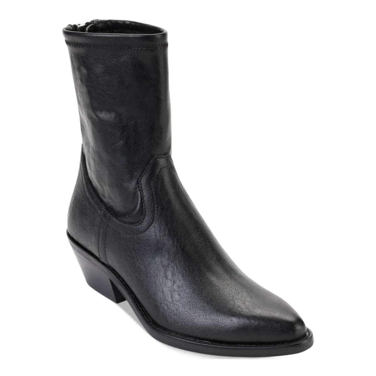 Dkny Womens Black Comfort Raelani Almond Toe Block Heel Zip-up Booties 6 M