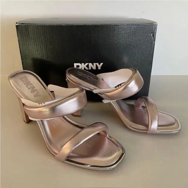 Dkny Women`s Selene-double Band Dress Heels Sandals Dusty Rose Sz 9.5M