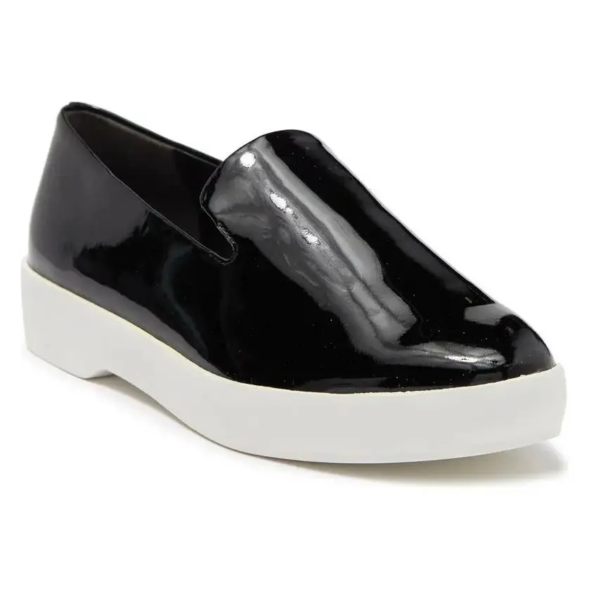 Women’s Donna Karan Pia Flat Black Patent Leather Loafers Size 7.5 - Black