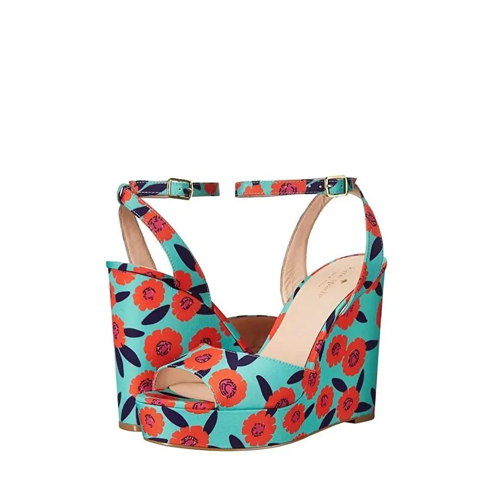 Kate Spade New York Women`s Dellie Floral Printed Ankle Strap Wedge