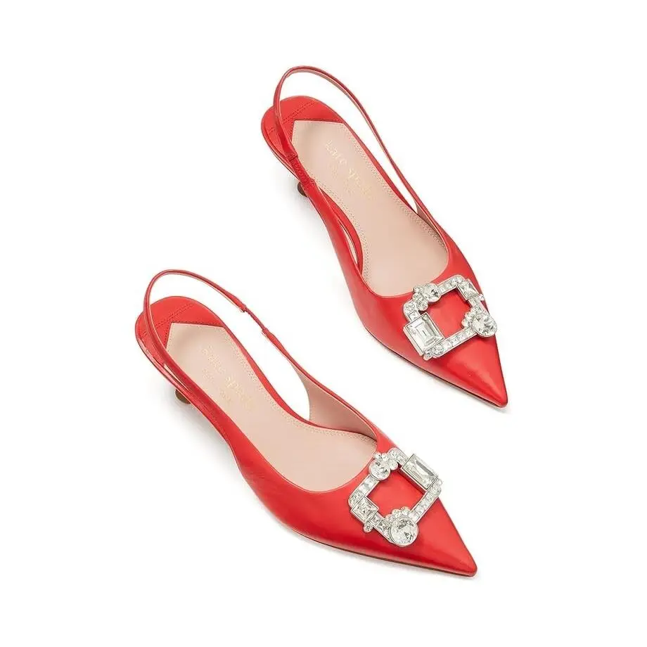 Kate Spade New York Renata Pump Women`s US 7 Red Slingback Kitten Heels ZPO2577