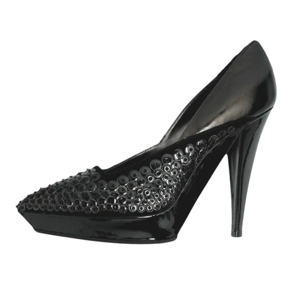 Donna Karan Collection Calfskin Sequin Platform Shoes Italian 36 - US 6