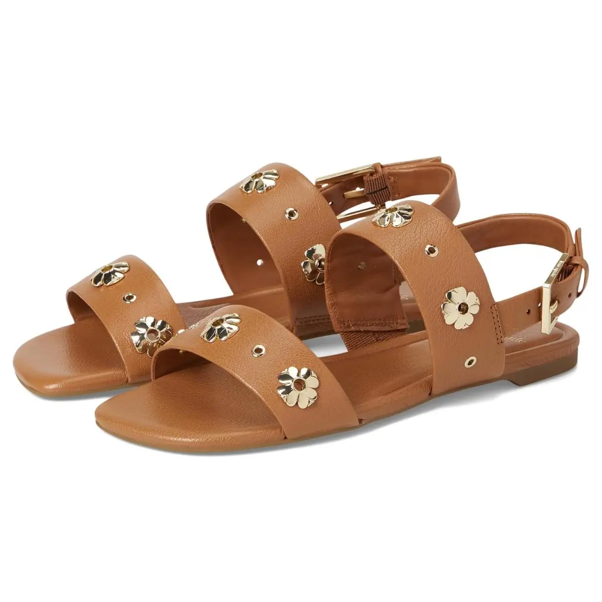 Women`s Shoes Kate Spade New York Spade Flower Stud Pebbled Leather Flat Sandals
