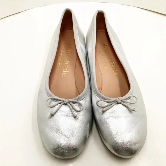 Kate Spade New York Honey Metallic Leather Ballet Flats SZ 9B