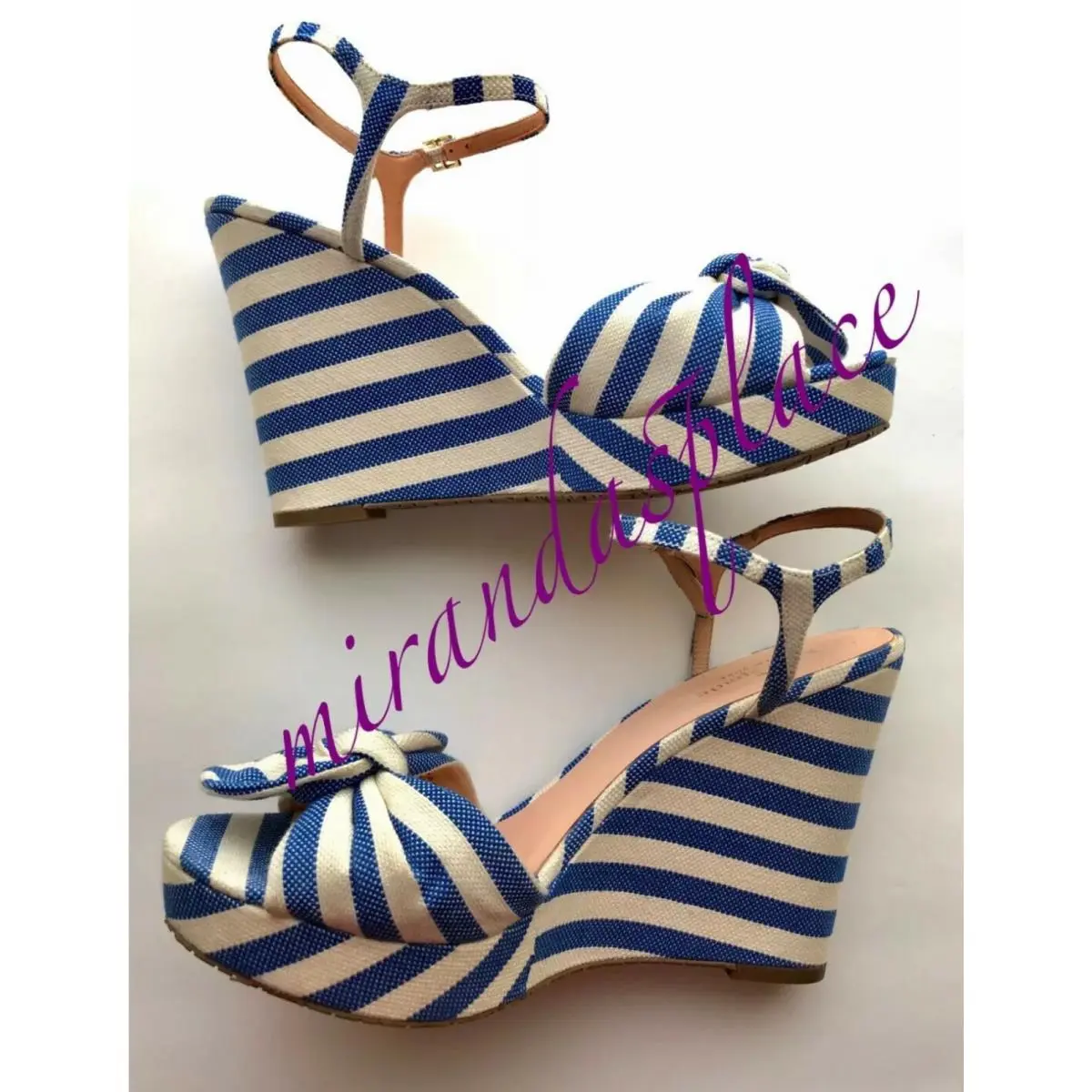 Kate Spade shoes - Striped; knot detail at toe - Blue/Cream 0